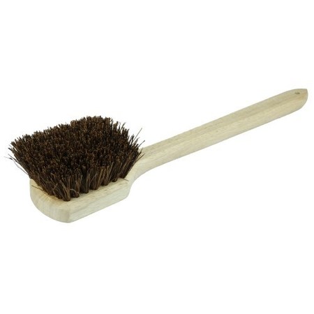 WEILER 20" Utility Scrub Brush, Palmyra Fill, Long Handle, Wood Block 72101